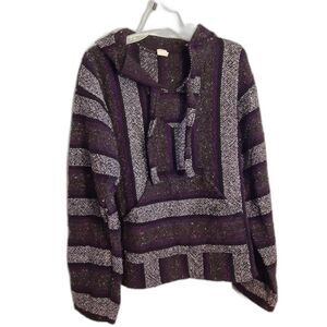 Molina Purple & Black Hooded "Drug Rug" Style Pullover Hoodie Sz L
